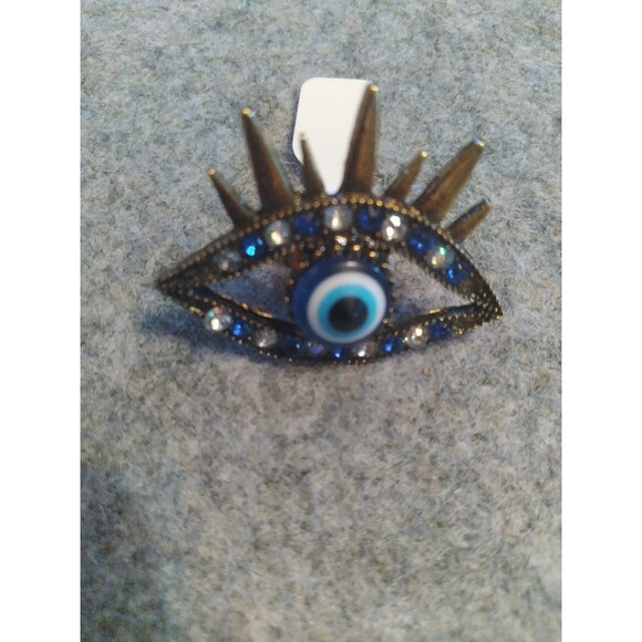 Evil Eye Ring Adjustable Blue Rhinestone Statement‎ Ring Fashion Jewelry - Picture 4 of 4